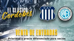 Entradas para el clásico cordobés entre Talleres y Belgrano.