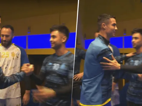 VIDEO | ¡Con palmadita incluida! El afectuoso saludo entre Cristiano y el Pity Martínez
