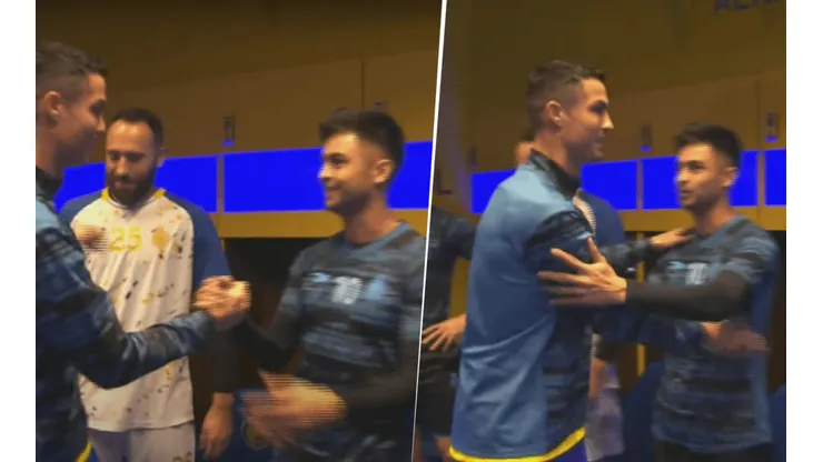 VIDEO | ¡Con palmadita incluida! El afectuoso saludo entre Cristiano y el Pity Martínez
