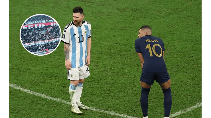 ¿Con un palo para Messi? La bandera que le dedicaron en el PSG a Mbappé tras la Copa del Mundo
