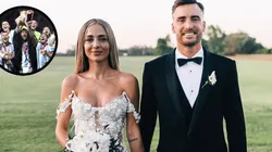 Nicolás Tagliafico y Carolina Calvagni en su boda.