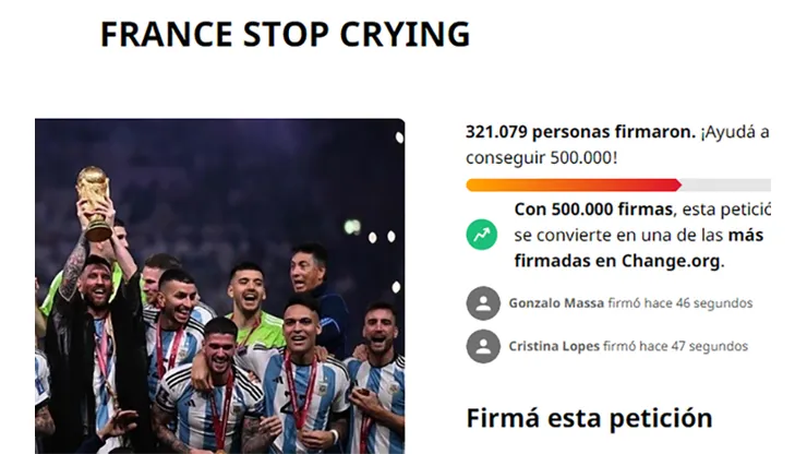 Petición para que "Francia deje de llorar"