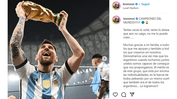 Lionel Messi rompió el récord de la publicación con más likes en la historia de Instagram.