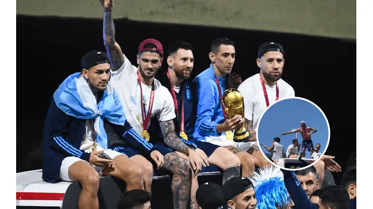 VIDEO | Es viral: el reto de Messi a De Paul en plenos festejos con los hinchas
