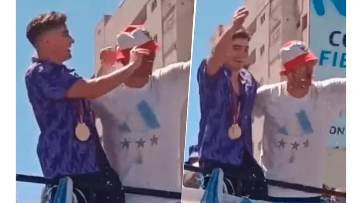 VIDEO | Julián le calzó el gorro de River a Scaloni y los hinchas del Millo deliraron