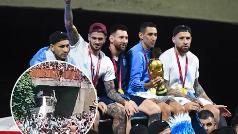 Descontrol total: dos hinchas se tiraron al micro de la Selección desde un puente