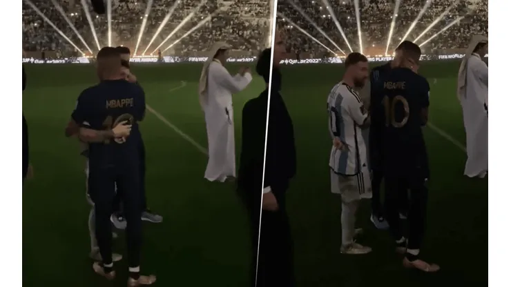 No se había visto: el momento en el que Mbappé felicitó a Messi y Scaloni por el título