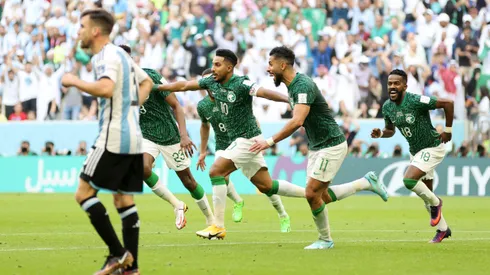 LUSAIL CITY, QATAR - NOVEMBER 22: Salem Al-Dawsari of Saudi Arabia celebrates after scoring their team's second goal during the FIFA World Cup Qatar 2022 Group C match between Argentina and Saudi Arabia at Lusail Stadium on November 22, 2022 in Lusail City, Qatar. (Photo by Clive Brunskill/Getty Images)
