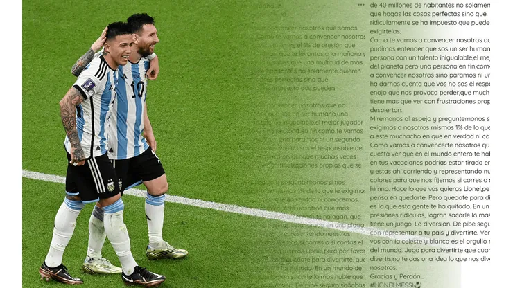 Es viral: la carta de Enzo Fernández a Messi cuando decidió retirarse de la Selección en 2016