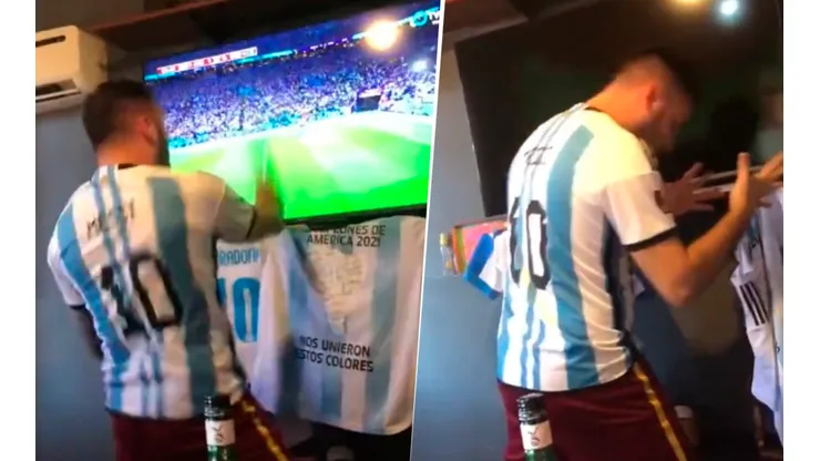 VIDEO VIRAL | Rompió la tele en pleno gol de la Selección Argentina