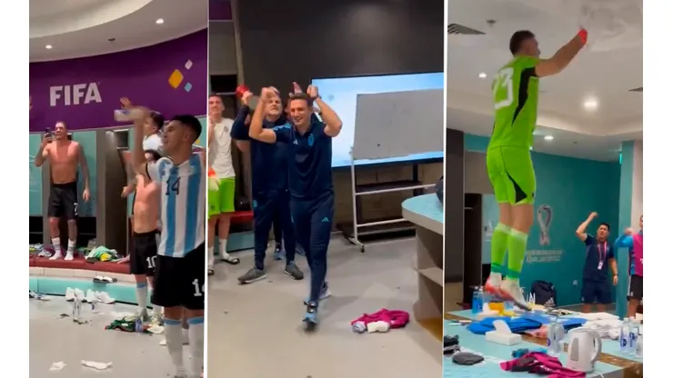 VIDEO | Locura y hasta Scaloni saltando: descontrolado festejo de la Selección en el vestuario