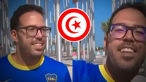 En Qatar, un hincha de Túnez se puso la camiseta de Boca.
