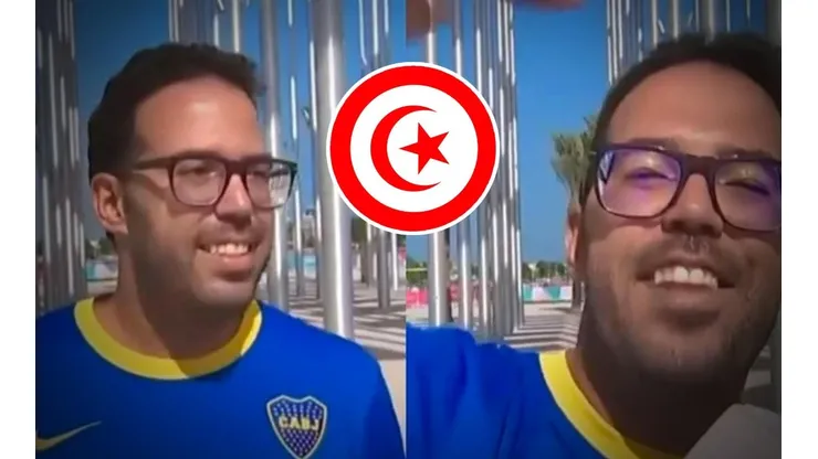 En Qatar, un hincha de Túnez se puso la camiseta de Boca.
