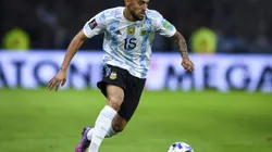 BUENOS AIRES, ARGENTINA - MARCH 25: Nicolas Gonzalez of Argentina drives the ball during the FIFA World Cup Qatar 2022 qualification match between Argentina and Venezuela at Estadio Alberto J. Armando on March 25, 2022 in Buenos Aires, Argentina. (Photo by Marcelo Endelli/Getty Images)