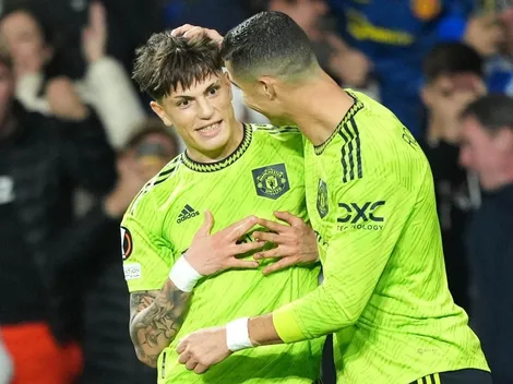 VIDEO | No se vio: el increíble diálogo entre Garnacho y CR7 en pleno festejo tras el gol del juvenil