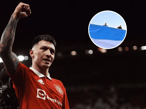 La insólita bandera que le dedicaron a Lisandro Martínez en Manchester