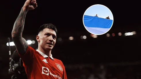La insólita bandera que le dedicaron a Lisandro Martínez en Manchester