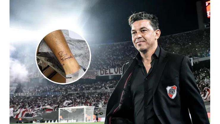 El jugador de River que se tatuó la firma de Gallardo.