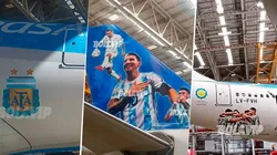 Fotos exclusivas: el avión que irá a Qatar 2022 pintado de la Scaloneta