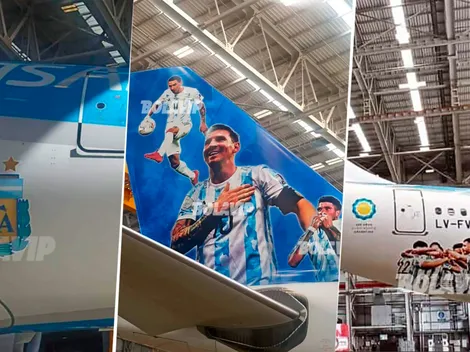 Fotos exclusivas: el avión que irá a Qatar 2022 pintado de la Scaloneta