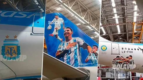Fotos exclusivas: el avión que irá a Qatar 2022 pintado de la Scaloneta