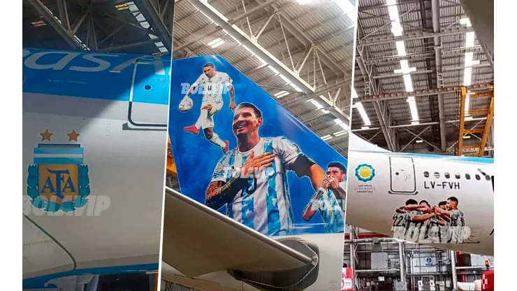 Fotos exclusivas: el avión que irá a Qatar 2022 pintado de la Scaloneta