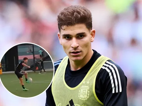 VIDEO | Enloqueció a todos: el tremendo golazo de Julián Álvarez en la práctica con la Selección