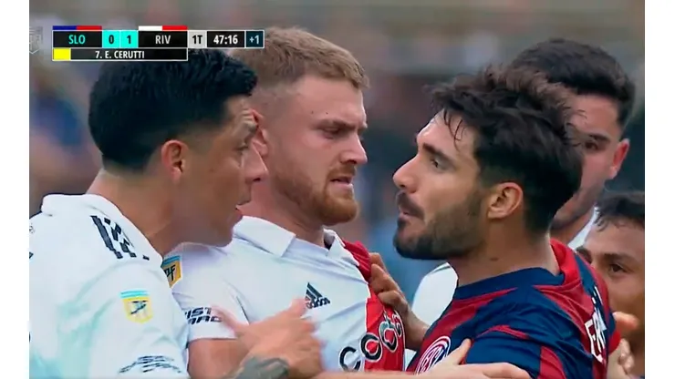 Lo que no se vio de la pelea entre Enzo Pérez y Cerutti en el triunfo de River sobre San Lorenzo