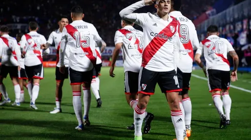 BUENOS AIRES, ARGENTINA – AUGUST 27: Pablo Solari of River Plate celebrates after scoring the first goal of his team during a Liga Profesional 2022 match between Tigre and River Plate at Jose Dellagiovanna on August 27, 2022 in Buenos Aires, Argentina. (Photo by Daniel Jayo/Getty Images)-Not Released (NR)