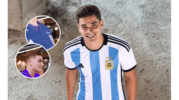 ¡Inédita! Julián Álvarez lució la camiseta suplente de la Selección Argentina para el Mundial