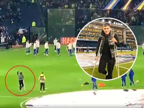 VIDEO | Zeballos entró en muletas a La Bombonera y fue ovacionado