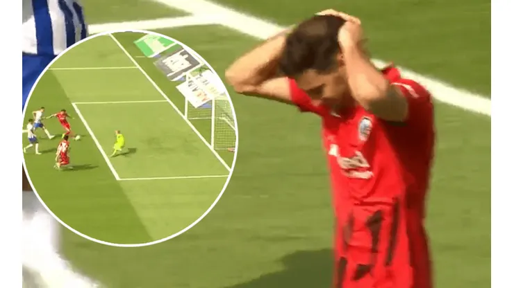 El insólito gol que erró Alario.