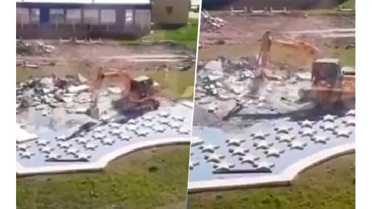 VIDEO | Demolieron un escudo gigante de Boca en Casa Amarilla y ya se sabe el motivo