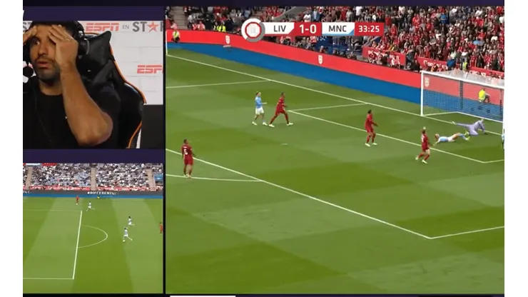 La indignación del Kun Agüero por un gol que se perdió Haaland.