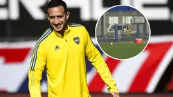 La imagen de Izquierdoz en la práctica de Boca tras las palabras de Benedetto.