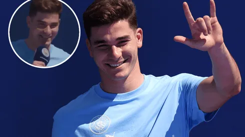 Con chicana: Julián Álvarez se animó a una frase en inglés en su presentación e hizo delirar a los hinchas del City