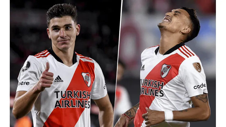 Suárez y un "secretito" a Julián después del gol.