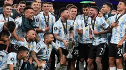 La Selección Argentina festejando la Finalissima.