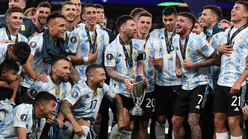 La Selección Argentina festejando la Finalissima.