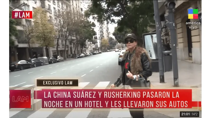 La China Suárez fue captada por las cámaras de LAM con Rusherking.
