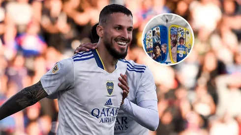 Benedetto y unas canilleras particulares que volvieron locos a los hinchas.