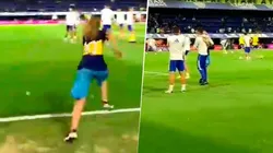VIDEO | Una chica burló a la seguridad de Boca y entró al campo de juego para abrazar a un jugador