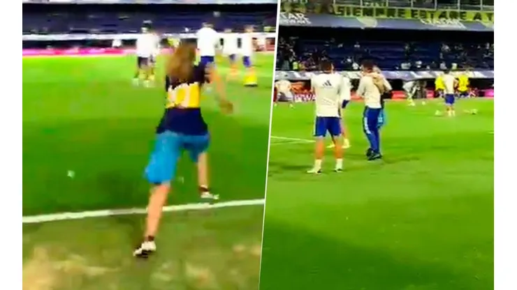 VIDEO | Una chica burló a la seguridad de Boca y entró al campo de juego para abrazar a un jugador
