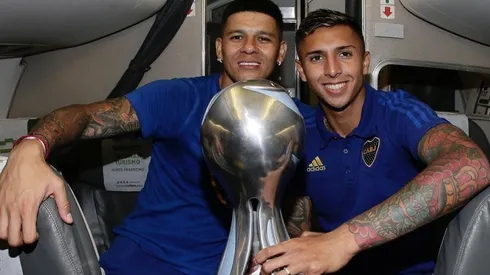 Almendra y Marcos Rojo con la Copa Argentina. (Instagram)