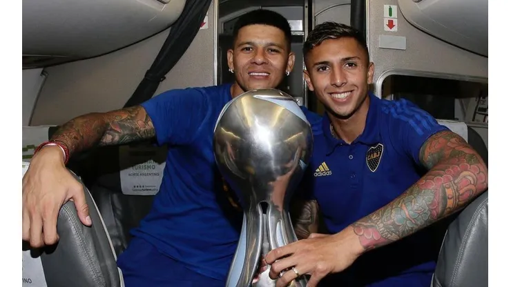 Almendra y Marcos Rojo con la Copa Argentina. (Instagram)