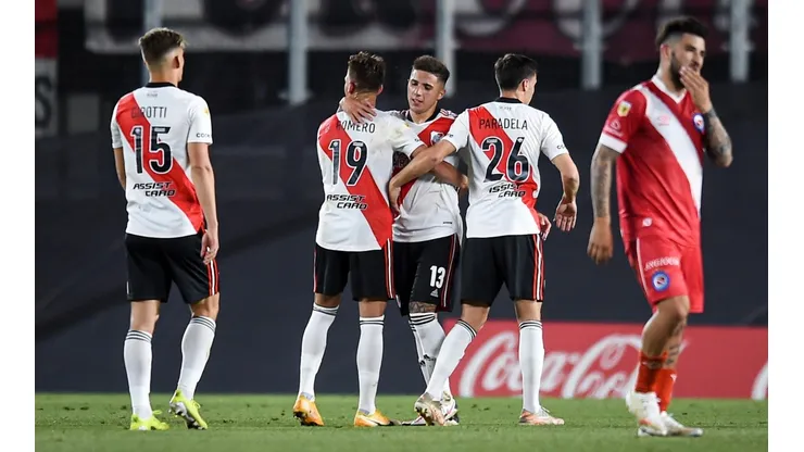 Celebración de uno de los tantos en el último River vs. Argentinos (Foto: Getty).