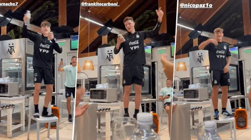 Los pibes de la Selección cantaron frente al grupo.