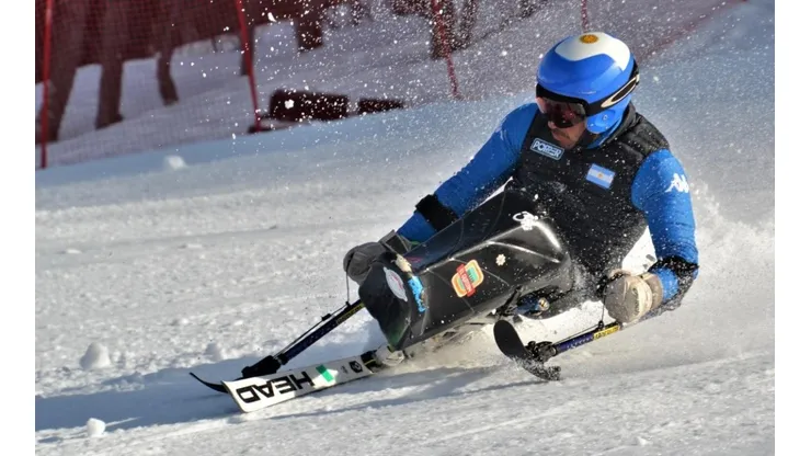 Enrique Plantey, en una práctica en el Cerro Castor de Ushuaia
