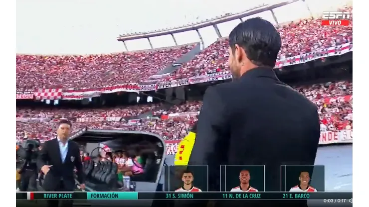 VIDEO | El frío saludo entre Gallardo y Gago antes del River-Racing