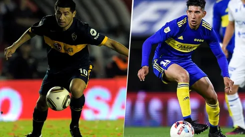 Aaron Molinas y Juan Román Riquelme en Boca.